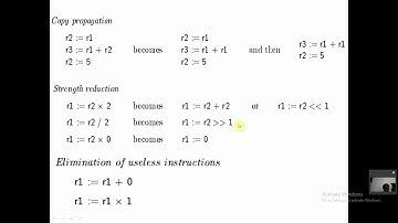 peephole optimization and loop optimization