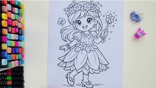 Satisfying Coloring with Alcohol Markers Chibi Girl Flowers
