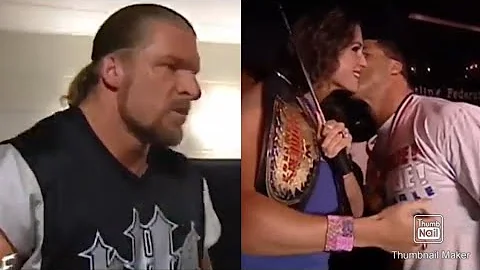 Stephanie Mcmahon arrives. Triple H catches Kurt Angle kissing his wife and is furious.