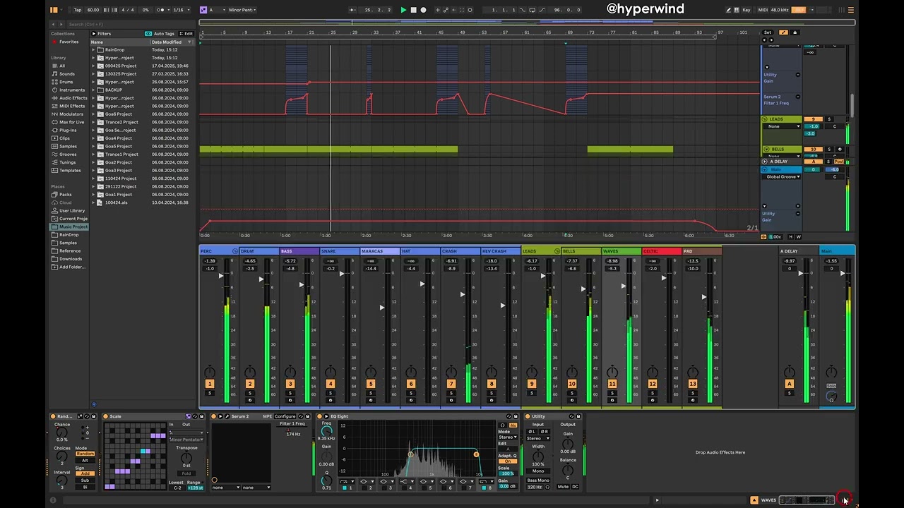 Разбор и доработка моего трека Hyperwind - A Hyperthymic Moment в Ableton 12: объяснение структуры.