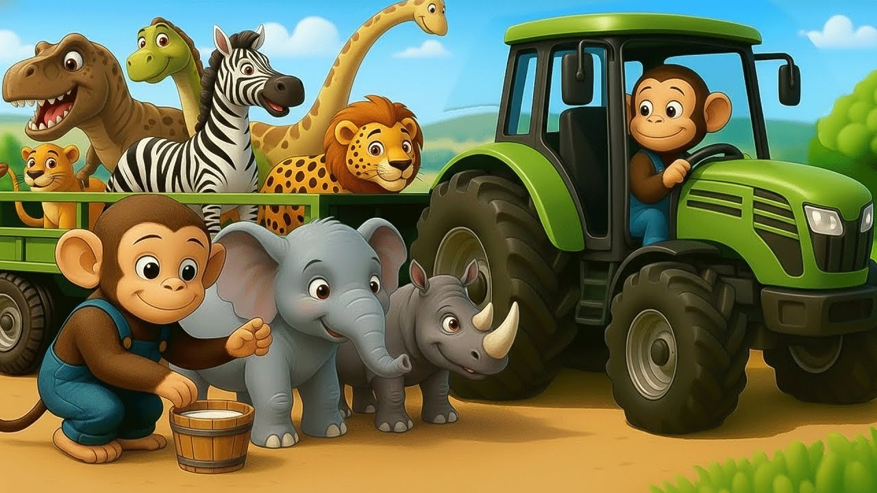 Monkey Funny Fixes Tractor and Plows Beet Field - Farm Work | MonKey Cartoon 🐒