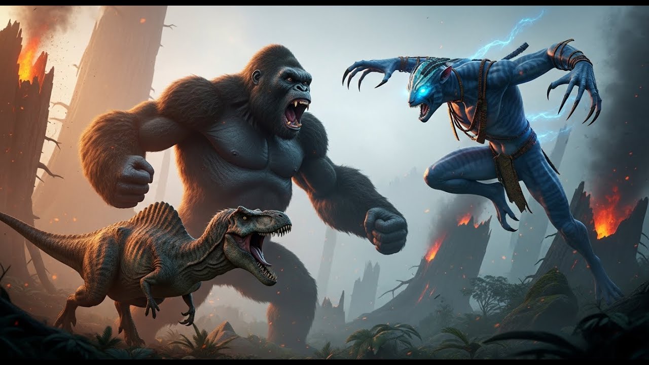 The Ultimate Deep Sea Clash: King Kong vs. Thanator vs. Godzilla underwater.