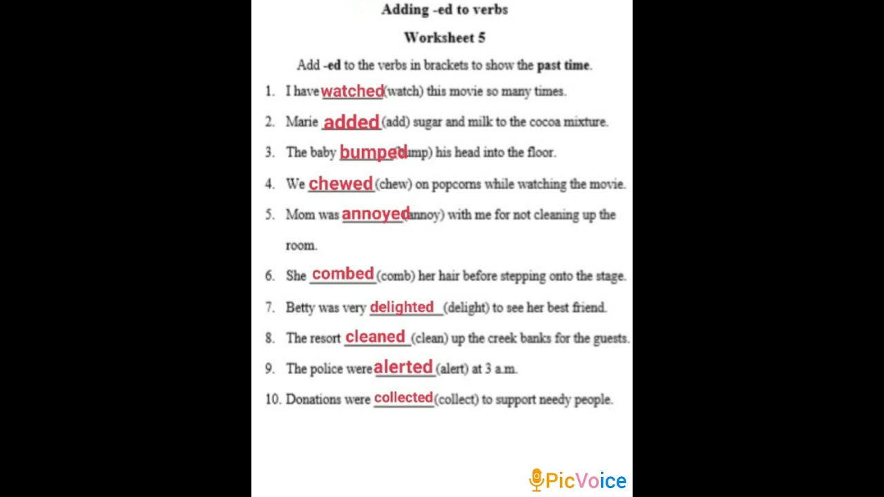 Adding -ed to the verbs