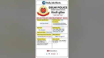 Delhi Police Recruitment 2025 | New Vacancy 2025 | Daily Job Alerts #shorts