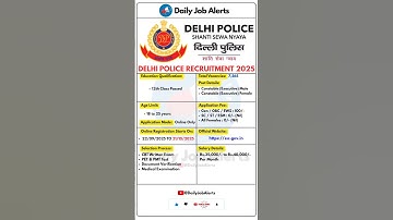 Delhi Police Recruitment 2025 | New Vacancy 2025 | Daily Job Alerts #shorts