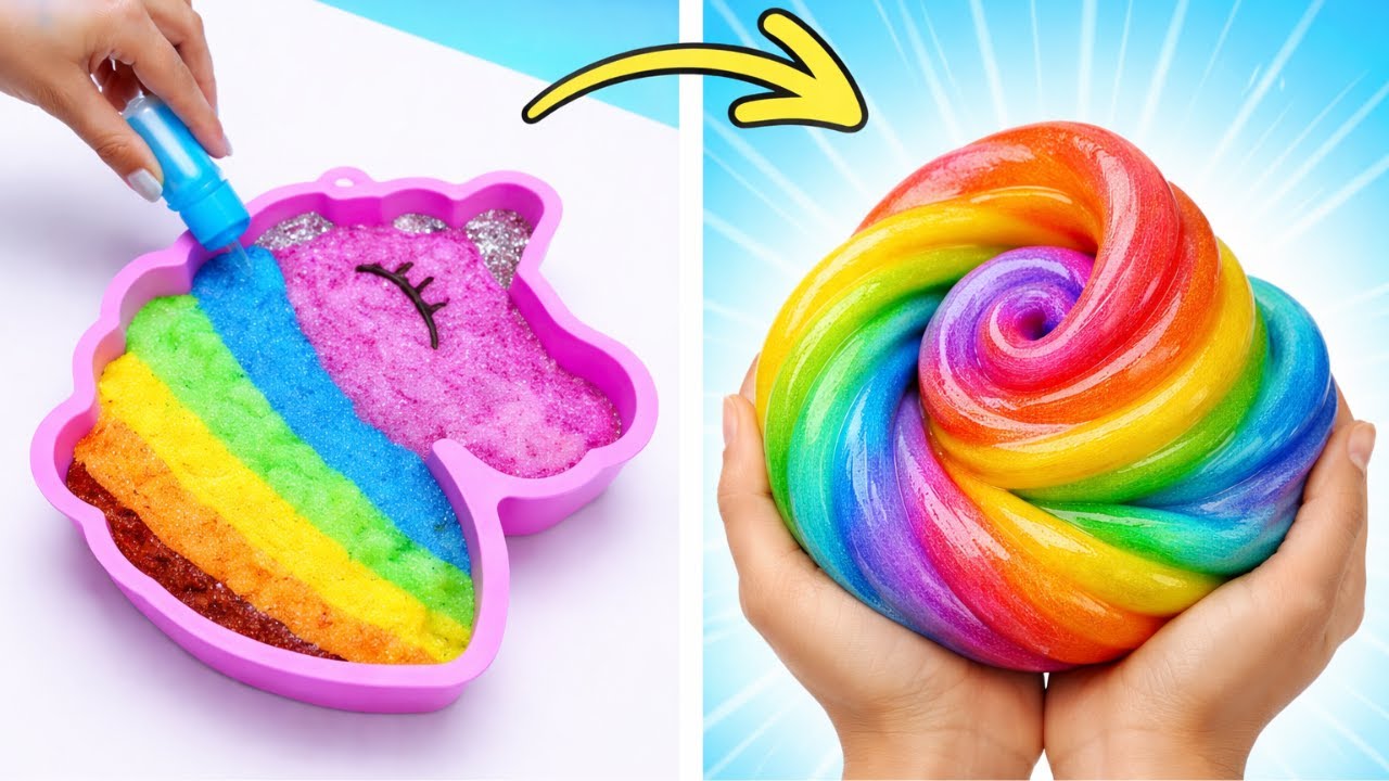 DIY радужный слайм шаг за шагом: как сделать веселые и простые фиджет-игрушки дома 🌈✨