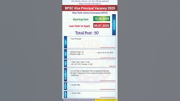 BPSC Vice Principal Vacancy 2025 | BPSC New Vacancy 2025