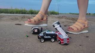 toy cars crushed with sandals part 1 #asmrcrush #asmrsounds #asmr