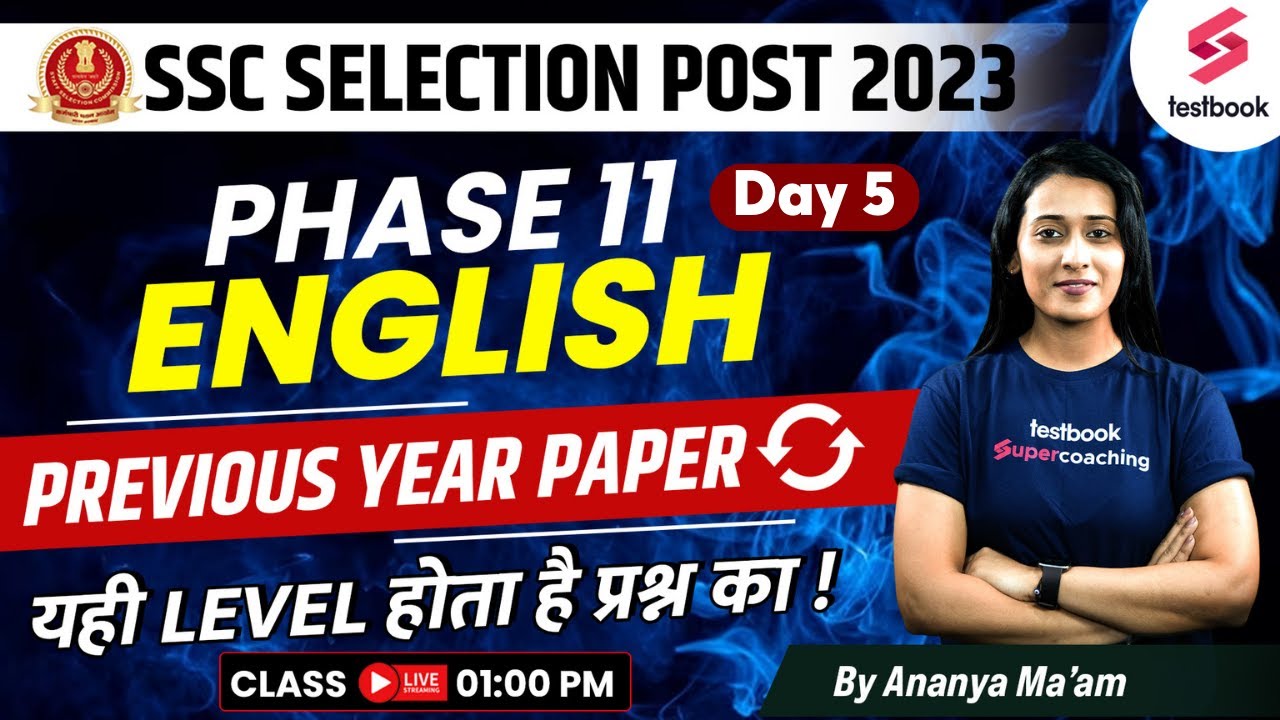 SSC Selection Post Previous Year Paper | English | SSC Phase 11 Solved Paper | Day 5 | Ananya Ma'am