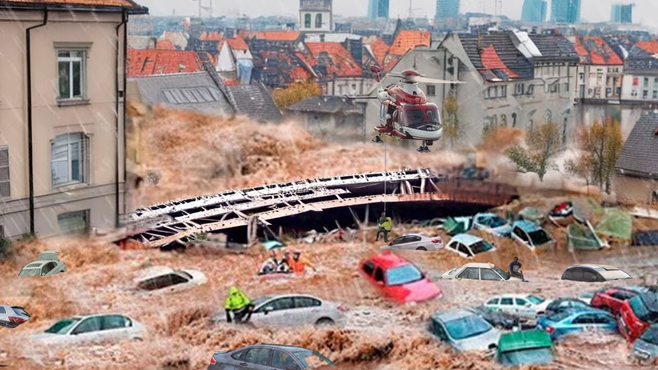Chaos in Greece! Massive floods turn roads into rivers in Ano Glyfada! Cars and people swept away!