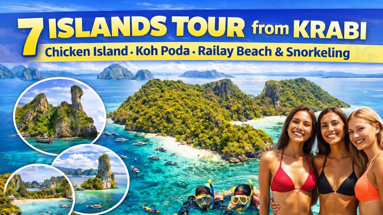 Тур по 7 островам из Краби | Основные достопримечательности: остров Чикен, остров Кох Пода, пляж ...