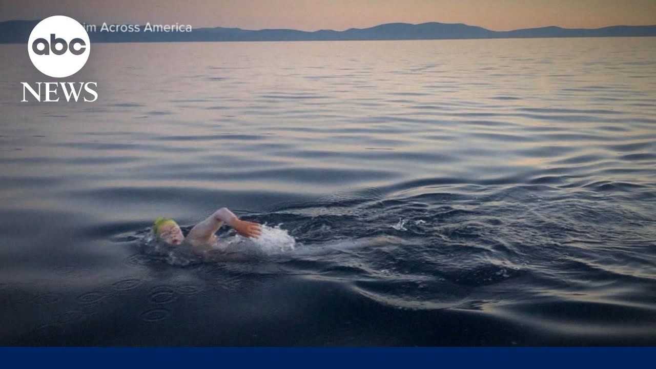 Teen swimmer runs through Manhattan for a good cause |  ABCNL