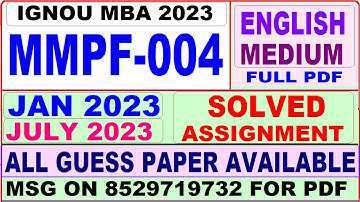 mmpf 004 solved assignment 2023 / mmpf 4 solved assignment 2023 in english / ignou mba 2022-23