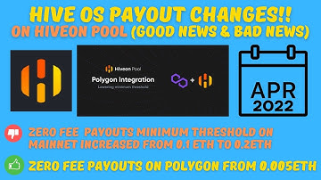 ⚠ BREAKING NEWS⚠ PAYOUT CHANGES HIVEOS HIVEON MAINET ZERO FEE MIN PAYOUT THRESHOLD RAISED TO 0.2ETH!