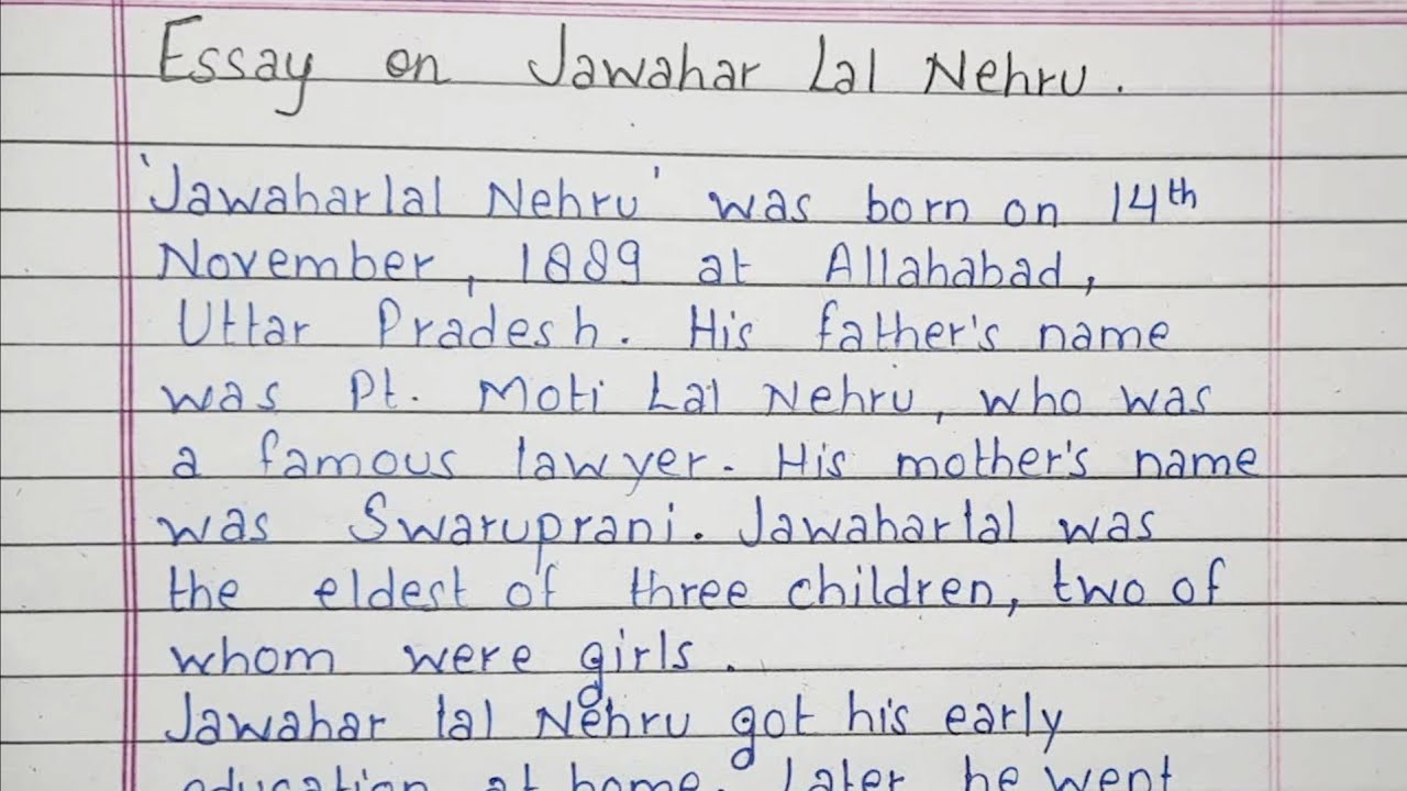 essay writing on jawaharlal nehru in hindi