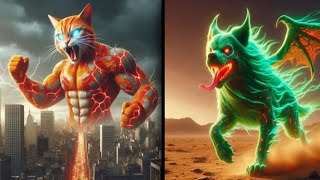 Super Cat VS Super Dog 😱😱😱 #ytshorts #viral #trending #cat #foryou #meow #ai #chatgpt #aiimages