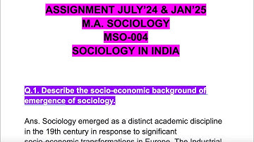 MSO-004😎 IGNOU ASSIGNMENT🥳 JULY’24 & JAN’25💯💫 Socio-economic background of emergence of sociology🤩✅🤗