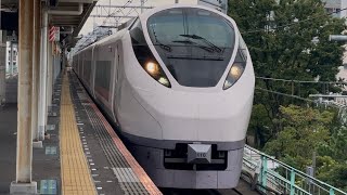 E657系ｶﾂK16編成が特急ときわ５８号品川行きとして三河島駅1番線を低速通過するシーン（58M）2025.9.29.9:00