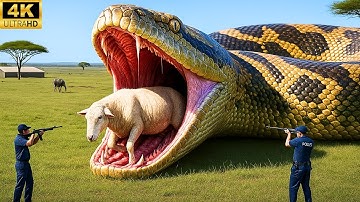 Real-Life Drama: Rescue team saves sheep from giant snake! 🐍🐑