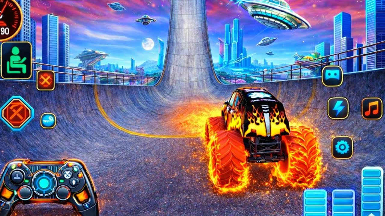 Mega😱 Ramp Extreme Racing🥵 – Monster Truck & GT Car Stunts Android Game 🎮 Tractor wala game Video 