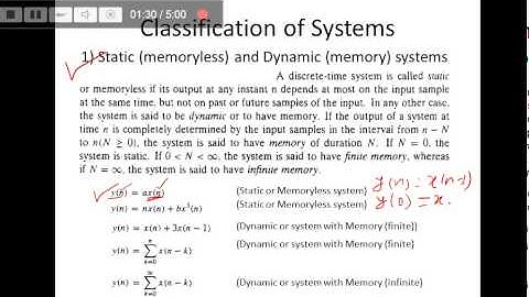 tutorial 8 Classification of systems, Static and Dynamic Systems