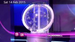 The National Lottery 'Thunderball' draw results from Saturday 14th February 2015