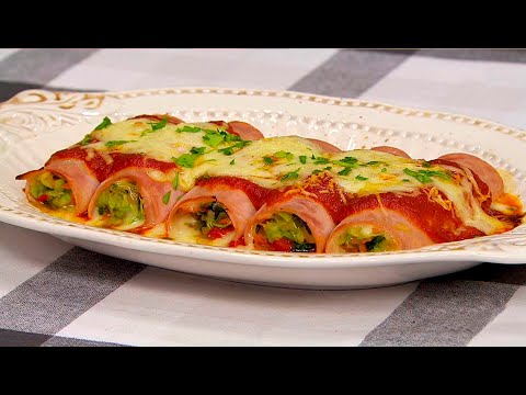 Canelones de jamón y vegetales