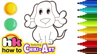 Chiki Art How To Draw A Dog Drawing And Coloring For Kids Hooplakidz How To