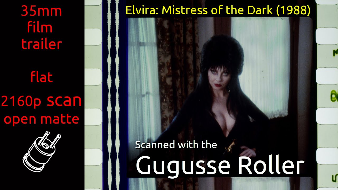 Elvira: Mistress of the Dark (1988) 35mm film trailer, flat open matte,  2160p 