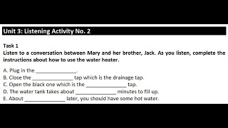 Unit 3: Listening Activity No.2