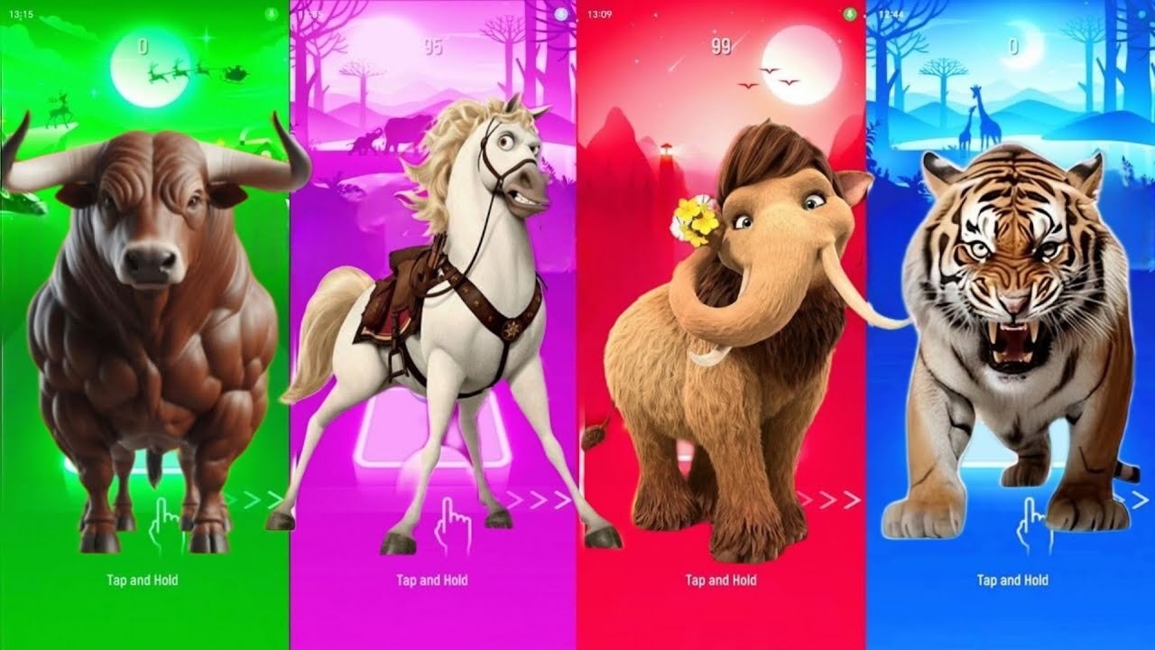 Funny Bull 🆚 Funny Horse 🆚 Funny Elephant 🆚 Funny Tiger 🆚 Tiles Hop EDM Rush
