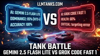 Gemini 2.5 Flash Lite vs Grok Code Fast 1 — AI vs AI Battle | LLM Tanks screenshot 5
