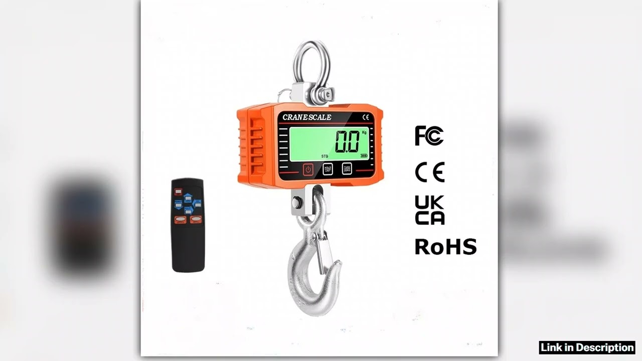 2T Digital Hanging Scale 2000KG Heavy Duty Crane Scales Big LCD Industrial Hook Lock Site Weighing