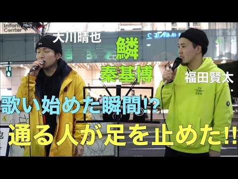 歌い始めた瞬間…たくさんの人が足を止めた‼︎鱗/秦基博（大川晴也&福田賢太 03.03 新宿路上ライブ）@Os_official_3 @okendazo