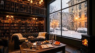 Library Cafe Ambience Smooth Winter Jazz Soft Jazz Piano and Fireplace Sounds fo