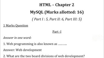 Chapter 2- HTML Important 1 Mark Questions for HSLC 2023 Exam