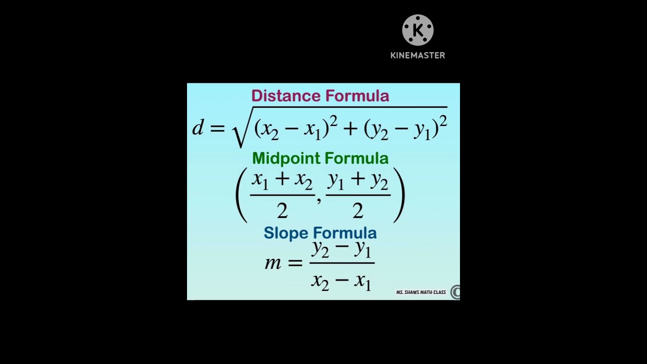 Distance formula,midpoint formula,slope formula for class 11th maths 