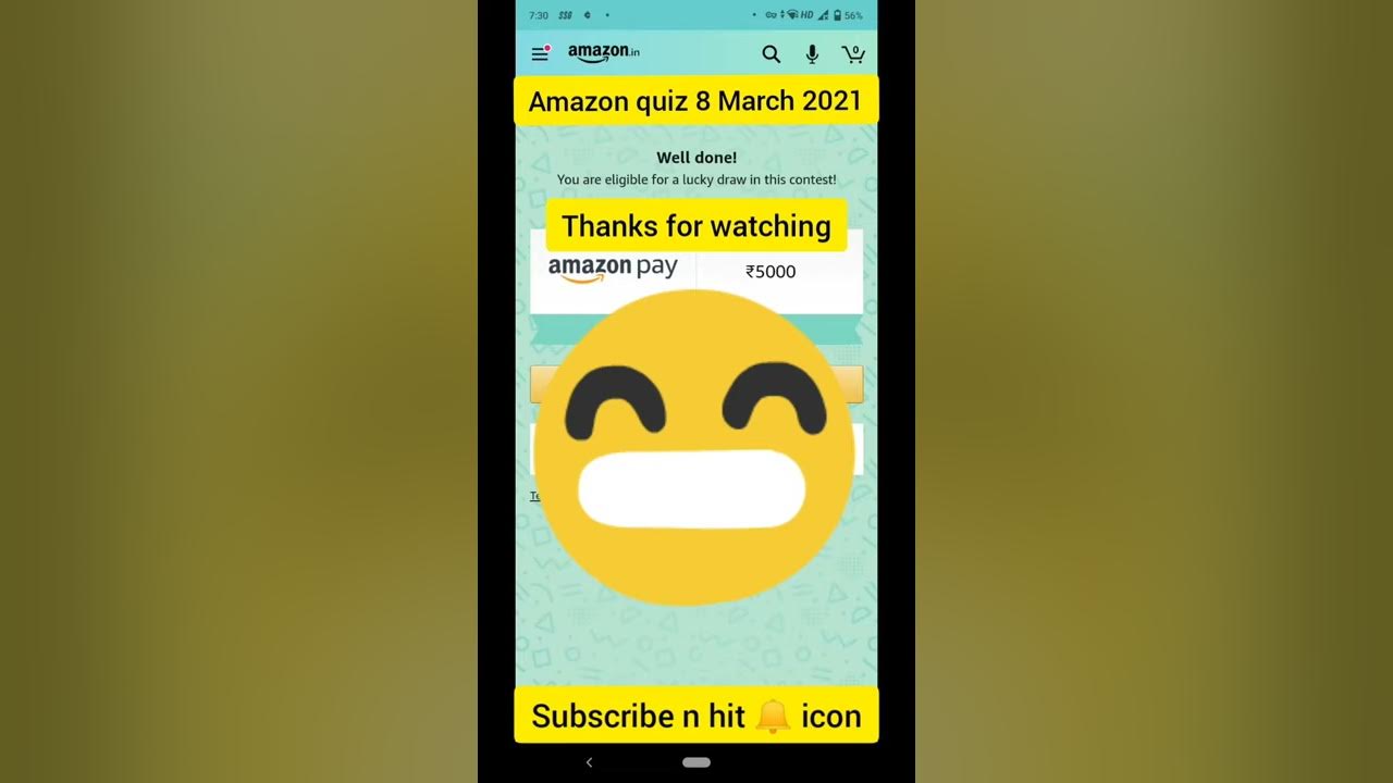 Amazon quiz answers today 8 March 2021 answer and win amazon pay