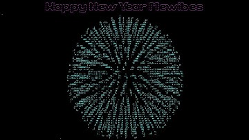 Happy New Year Mewibes - ASCII Art Fireworks