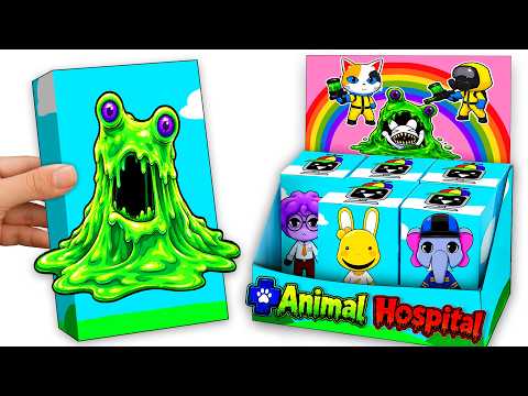 💖Paper DIY💖UNBOXING SLIME MONSTER in Animal Hospital - OPEN ALL ANIMAL HOSPITAL FUNNY BOX