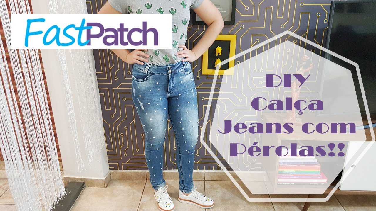 customização de calça jeans com perola