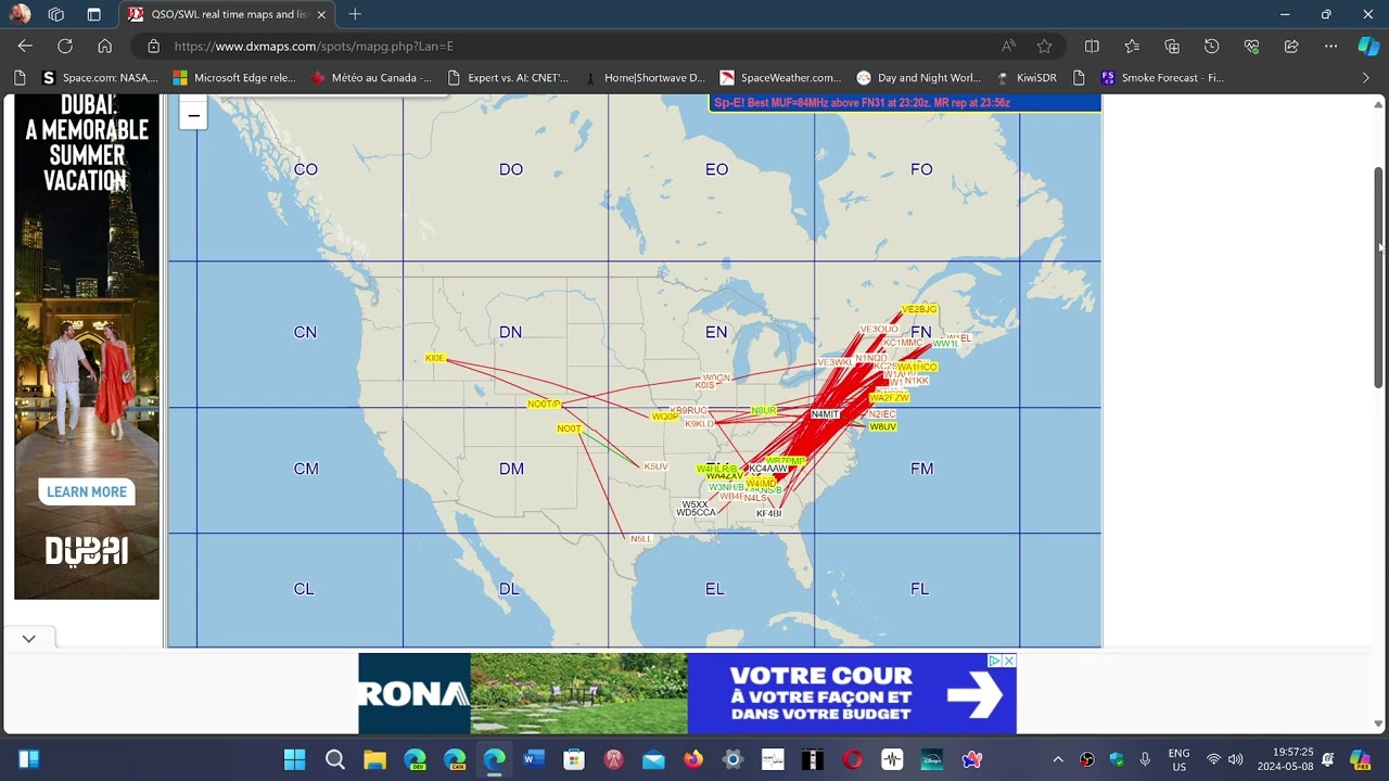 DXMAPS Great website to see propagation openings and Sporadic E skip FM DX