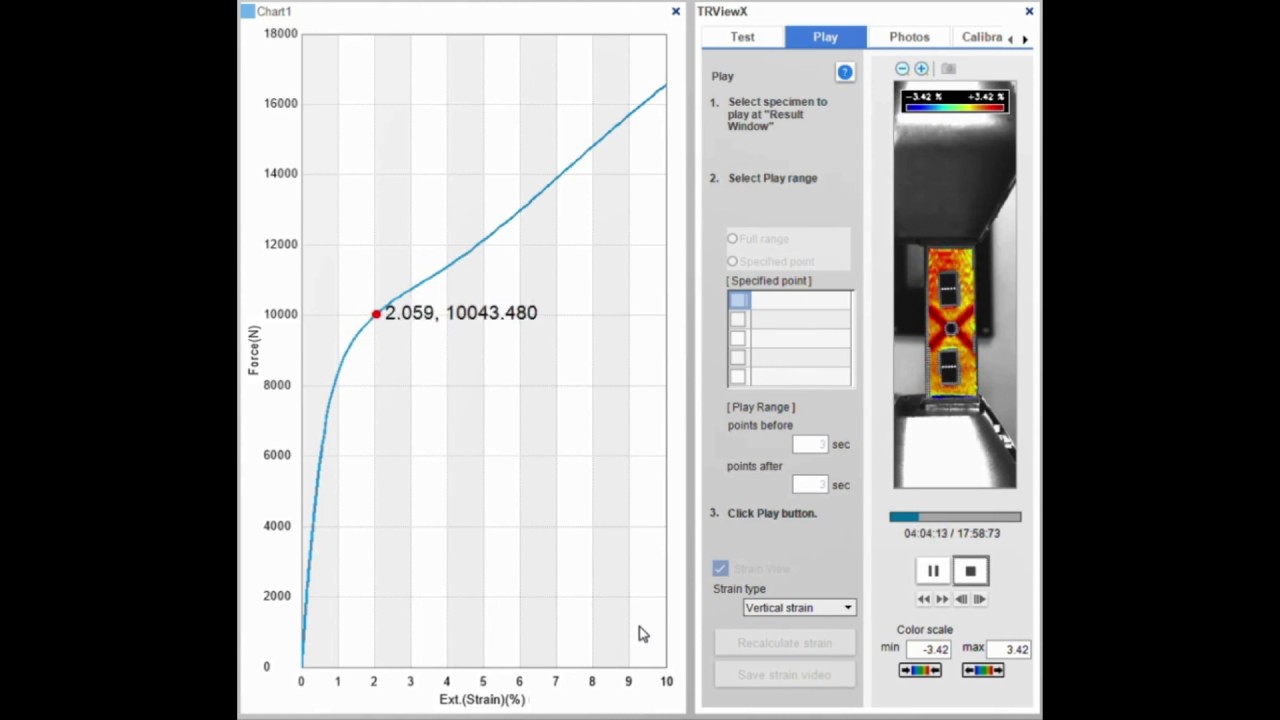 Real Time Strain View - Shimadzu Trview-X Video Extensometer