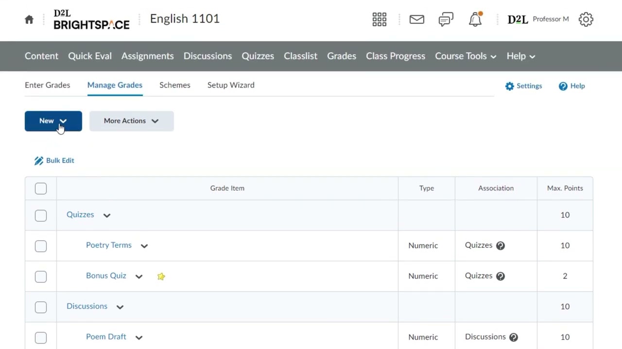 Manage Grades In The Grades Tool - Brightspace
