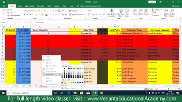 MS Excel - Working with Sheets I Vedanta Educational Academy I ursravitelugu