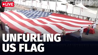 LIVE: Unfurling of 100-ft. American Flag—Memorial Day Ceremony at Intrepid Sea, Air & Space Museum