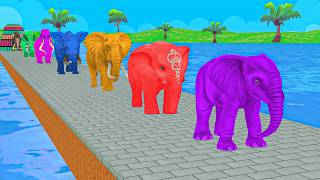 Paint Animals Mammoths and Elephants Size Comparison Fountain Crossing Animal Game Transformation