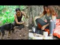 Survival shelter  - Two Girls DIY Kitchen, Taro Cake With Baked Eggs Was Born