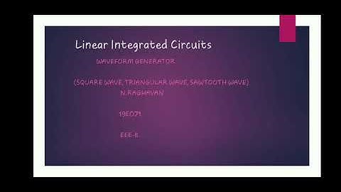 Waveform generators ( Linear Integrated Circuits)