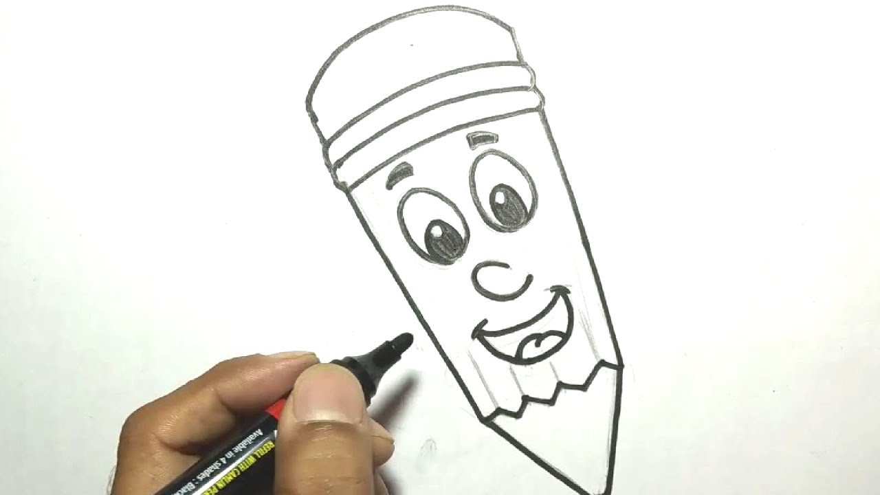 How to Draw A Cute Pencil Easy Cartoon Drawing | Leran Drawing - YouTube